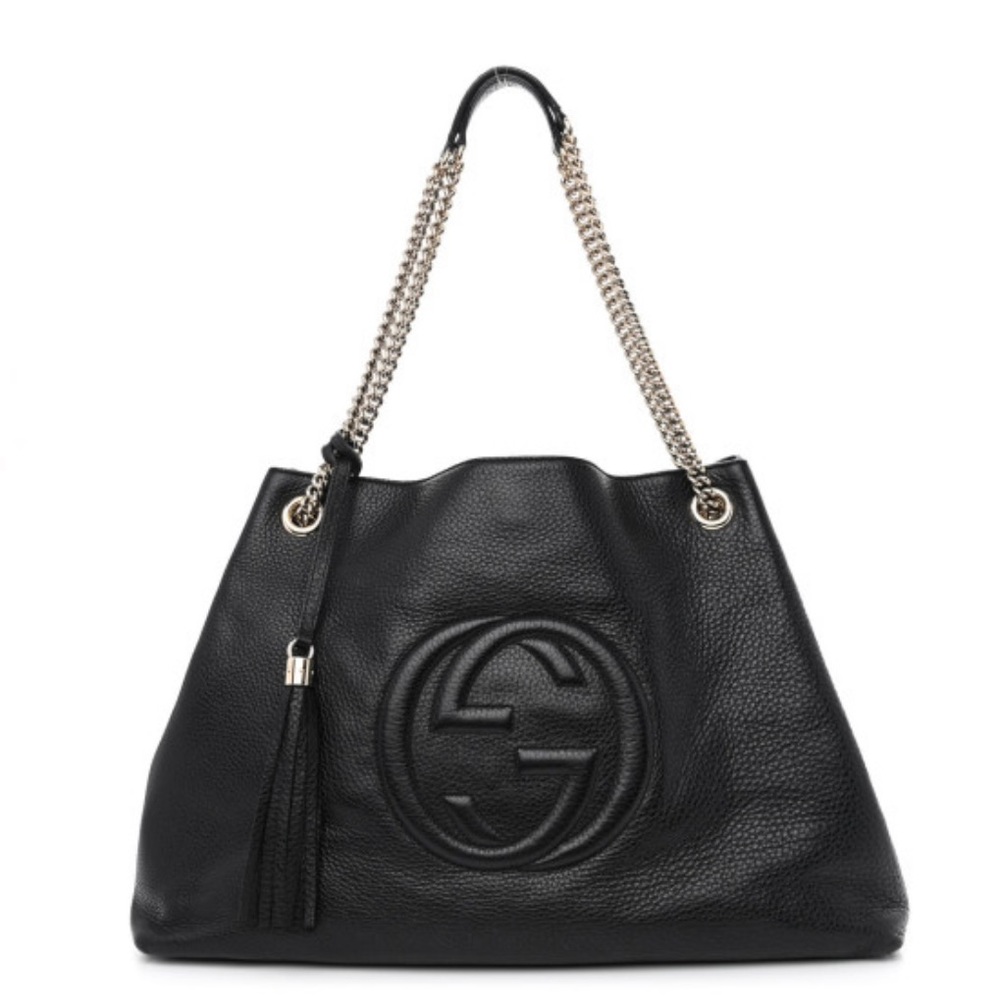 Gucci Pebbled Calfskin Large Soho Chain Shoulder Bag Black